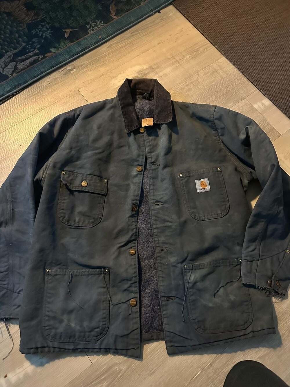 Carhartt Chore Coat Size 48 Blanket Lined Blue